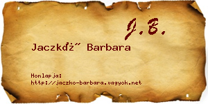 Jaczkó Barbara névjegykártya